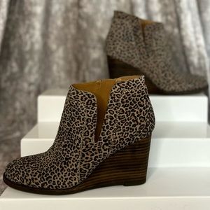 Lucky Brand Yabba Cheetah Print Wedge Bootie NWT Size 6